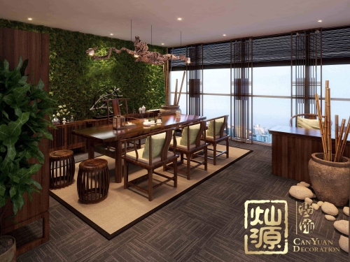 老牌南宁装修设计公司展示中式风格办公室装修1